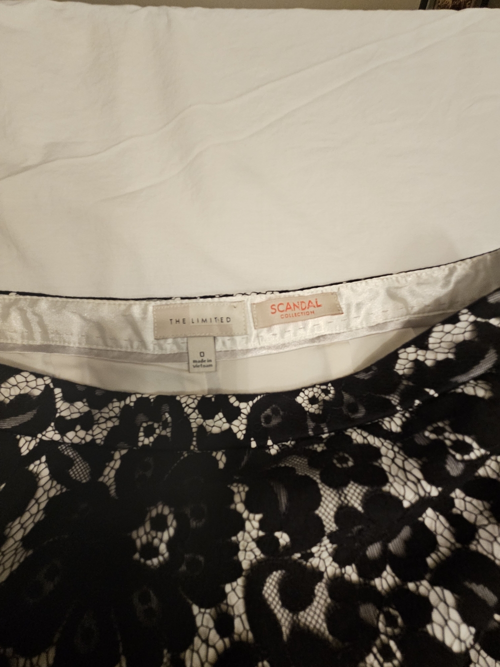 The Limited Scandal Edition Black Lace Overlay Pencil Skirt with Cream Hem - Picture 2 of 7